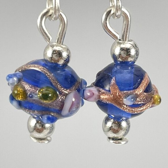 Artisan Handmade Vintage Wedding Cake Murano Venetian Glass Pearl Earrings - Picture 2 of 5